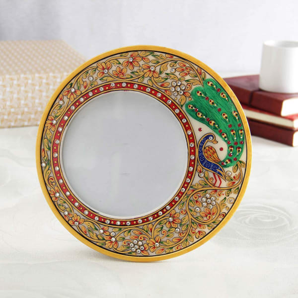 Elegant Meena Painting Marble Photo Frame