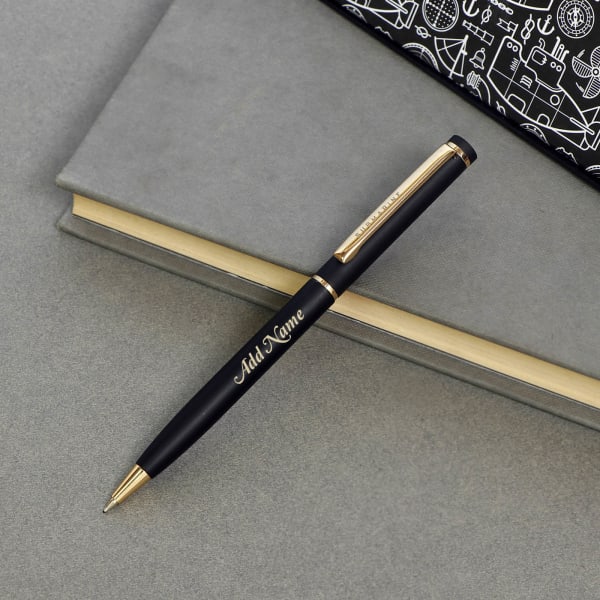 Elegant & Stylish Black Ball Pen - Customized with Name