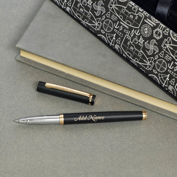 Elegant & Stylish Black Roller Pen - Customized with Name