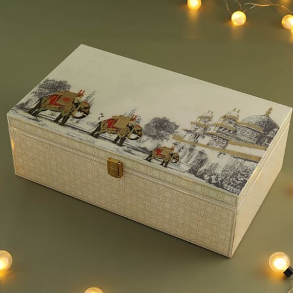 Elephant Print lacquered gift box