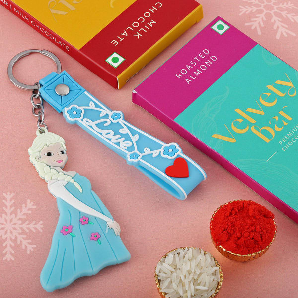 Elsa Belt Rakhi Keychain Hamper for Kids
