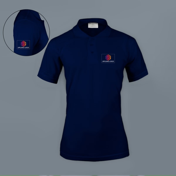 Embroidered Classy Polo T-shirt for Women (Navy Blue)