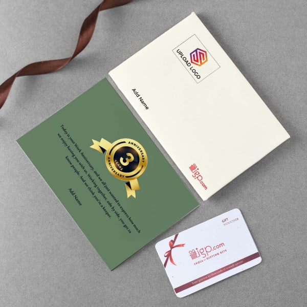 Employee Work Anniversary Card & Voucher Set - Customized with Logo & Name