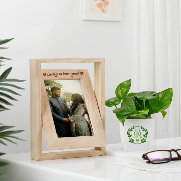 Enchanted Heart Personalized Wooden Rotating Frame