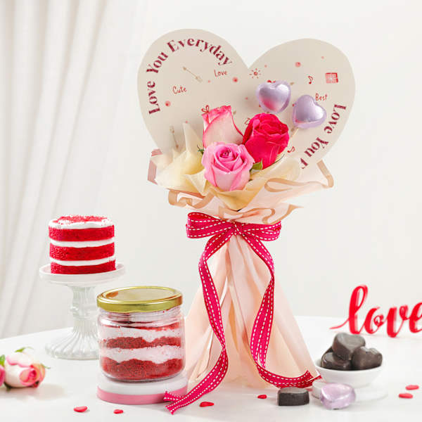 Enchanting Valentine Floral And Treat Combo