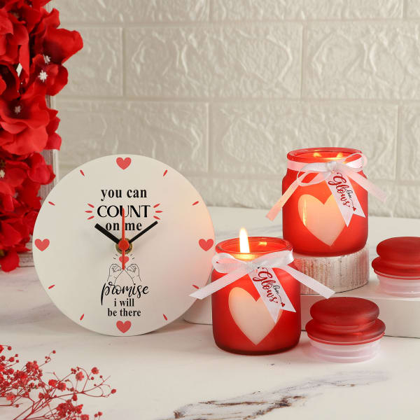 Endless Love Clock And Fragrant Candle Valentine Gift Set