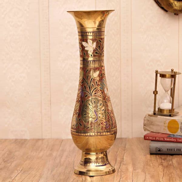 Engraved Brass Flower Vase Gift Send Home And Living Gifts Online