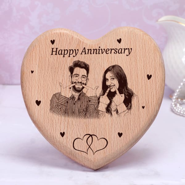 Engraved Personalized Wooden Photo Frame for Anniversary