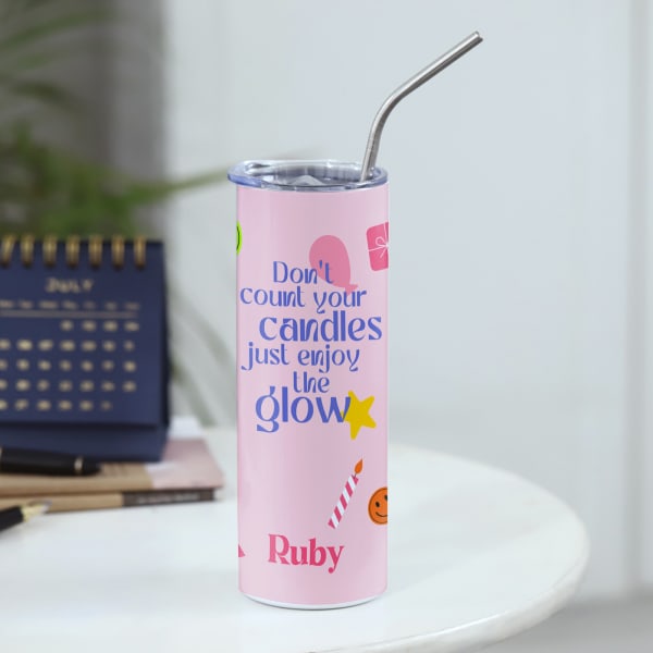 Enjoy Your Glow Personalized Stainless Steel Tumbler With Straw