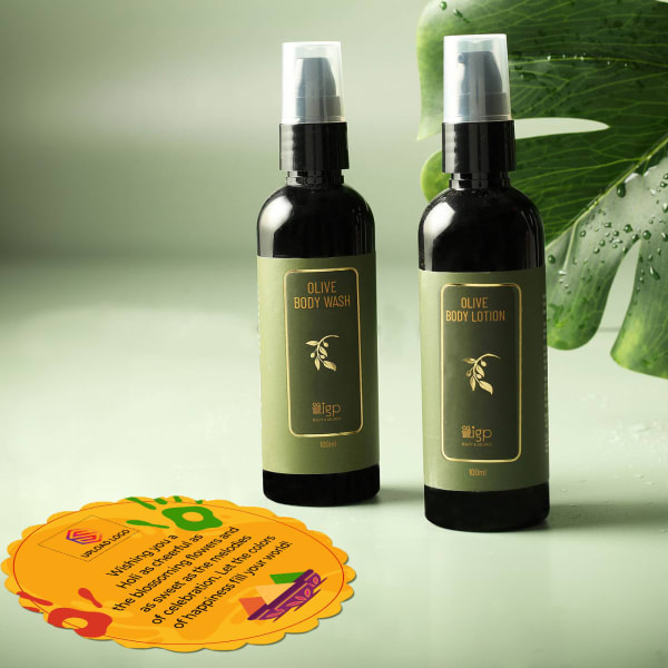 Enriching Olive Body Wash and Lotion Set For Holi - Personalized