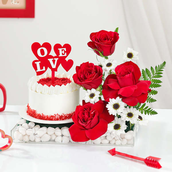 Eternal Love Cake And Roses Combo