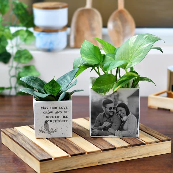 Eternal Love Personalized Ceramic Planters (Set of 2) - Without Plants