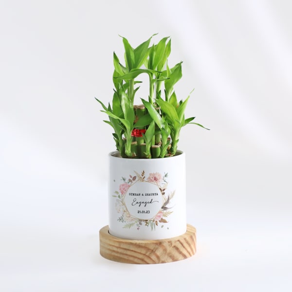 Everlasting Love - 2-Layer Bamboo Plant With Pot - Personalized