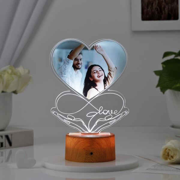 Everlasting Love - Personalized Wooden Base LED Lamp