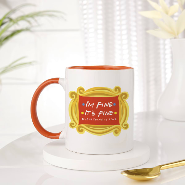 Everything Is Fine Personalized Mug With Orange Handle