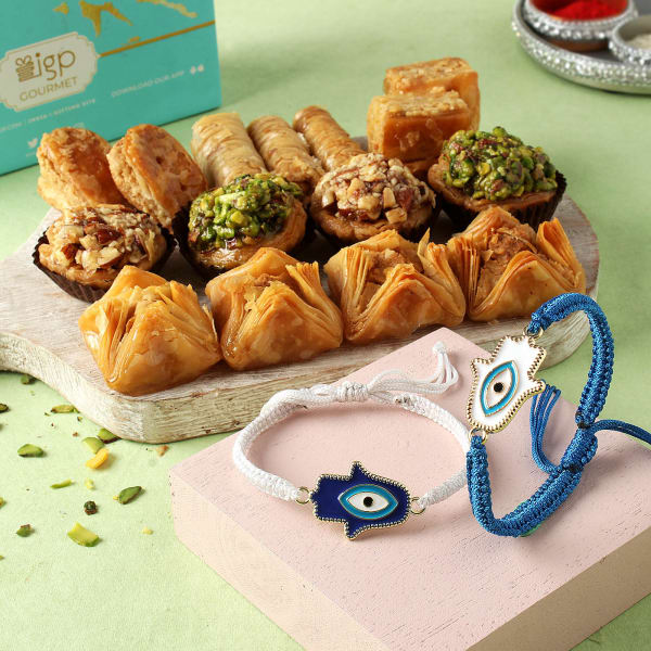Evil Eye Bracelet Rakhis With Baklava
