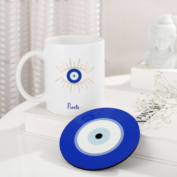 Evil Eye Personalized Mug And Coaster Combo