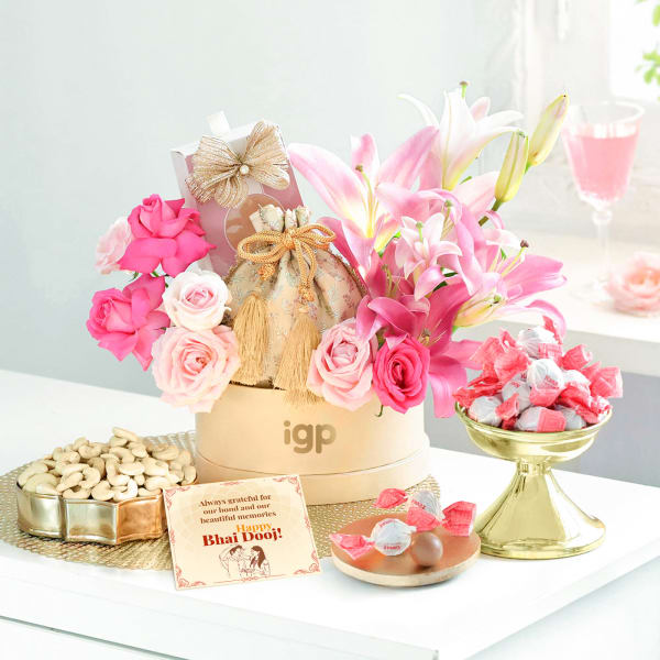 Exquisite Blooms And Treats Bhai Dooj Hamper