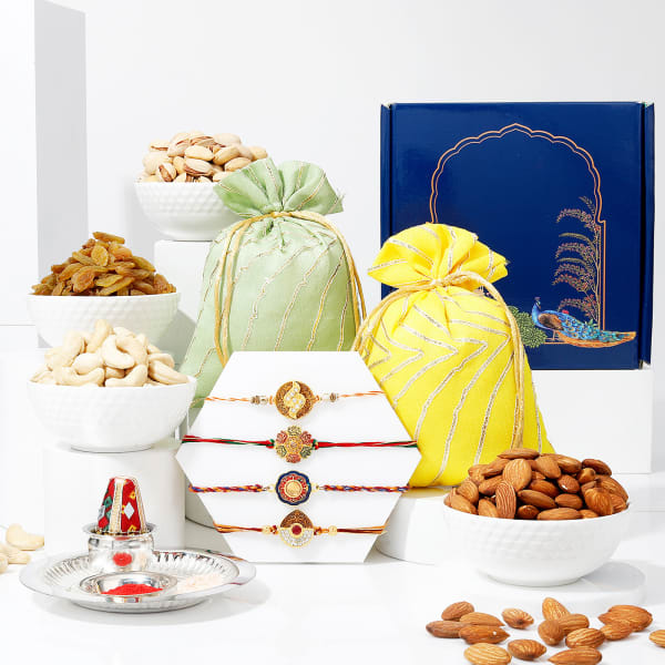 Exquisite Rakhis And Nutritious Treats Hamper