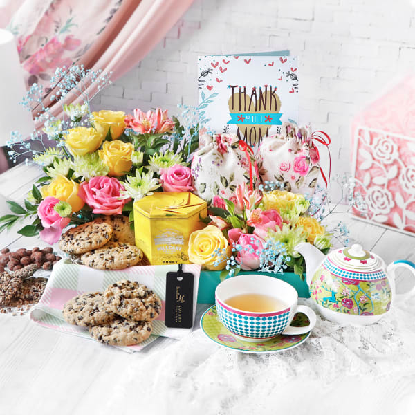 Extravagant Tea Party & Flower Hamper for Mom