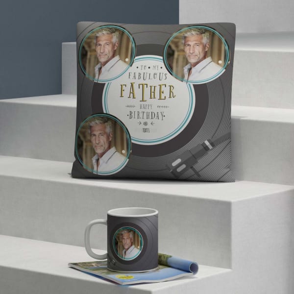 Fabulous Father Personalized Birthday Cushion & Mug