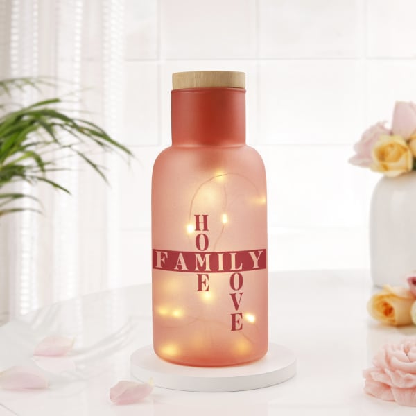 Family Crossword Personalized LED Light Pink Bottle