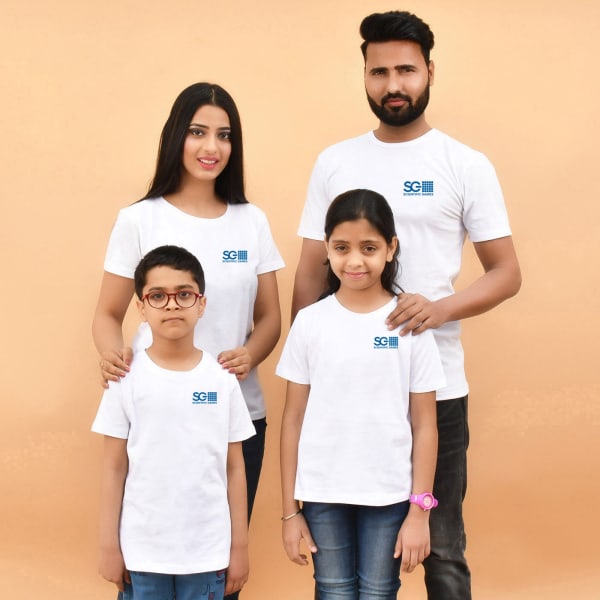 Family White T-Shirts (Set of 4) With Side Logo