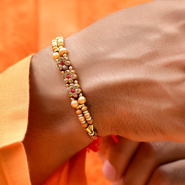 Rakhi Bracelet Multi Design Beads and Assorted Color Rakhi for Brothers Rudraksh and Stone Design with Colorful Beads Design Rakhi 