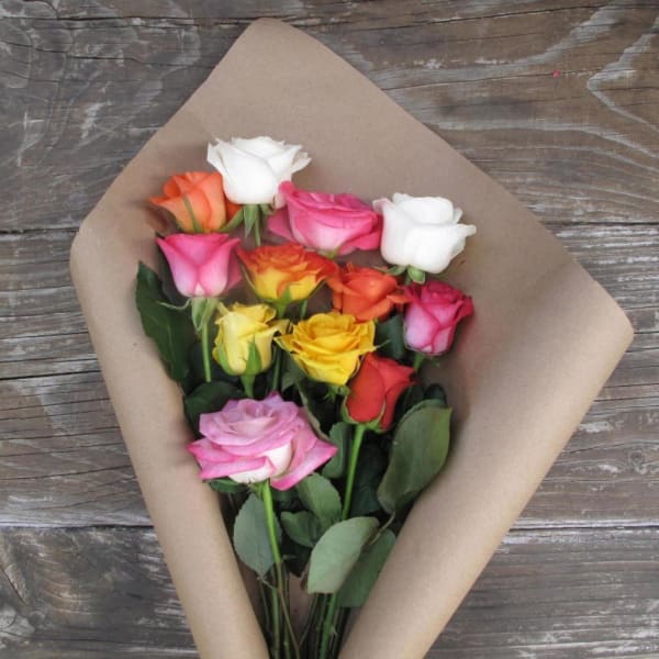 Far Out. . . Man - 12 Assorted Color Roses Bouquet