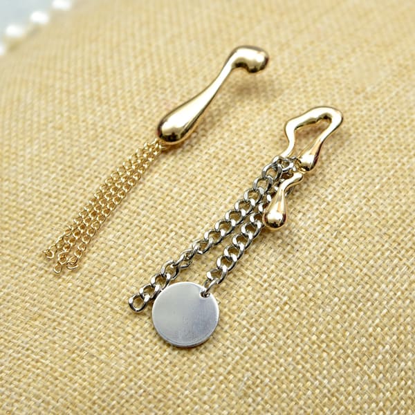Fashionable Abstract Silver Gold Metallic Earrings