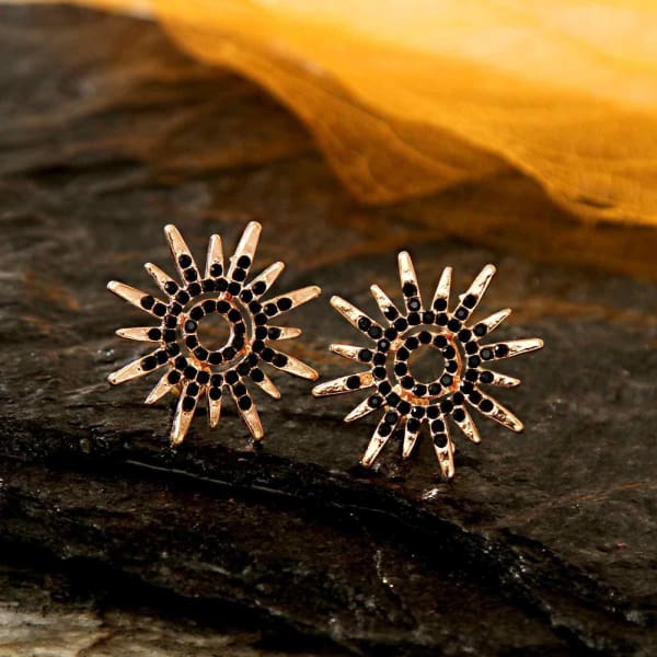 Fashionable Black and Gold Studs