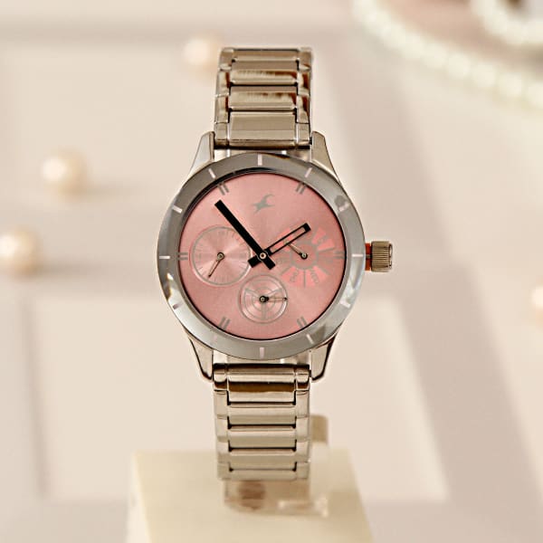 Fastrack Smart Silver Watch with a Pink 