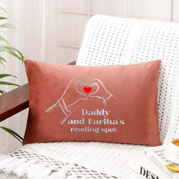 Father-Daughter Duo Personalized Velvet Cushion - Pink