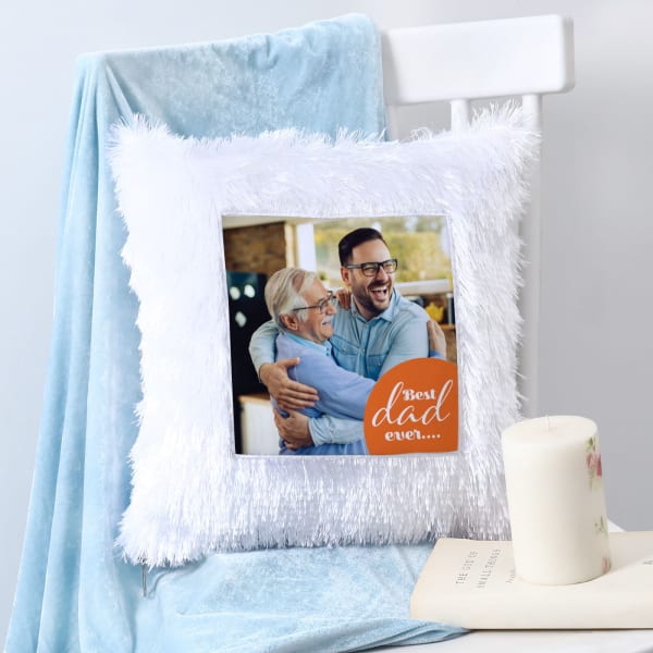 Father's Day Personalized Best Dad Ever LED Fur Cushion