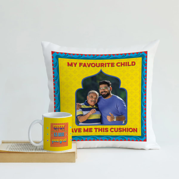 Father's Day Personalized Cushion And Mug Combo