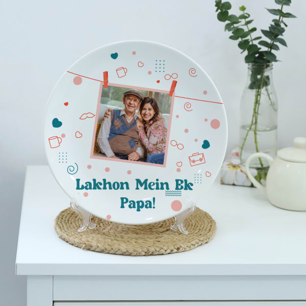 Father's Day Personalized Lakhon Mein Ek Ceramic Plate