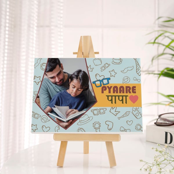 Father's Day Personalized Pyaare Papa Table Canvas Frame