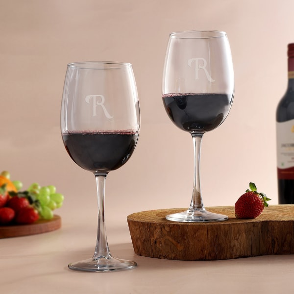 Father's Day Personalized Red Wine Glasses - Blue