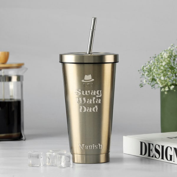 Father's Day Personalized Swag Wala Dad Tumbler With Straw