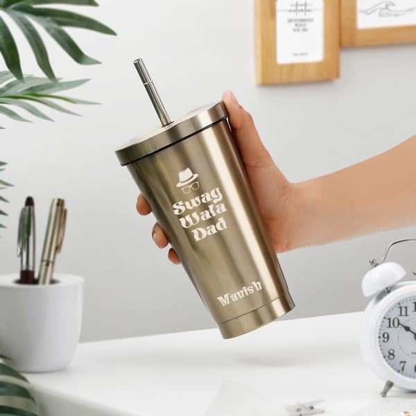 Father's Day Personalized Swag Wala Dad Tumbler With Straw