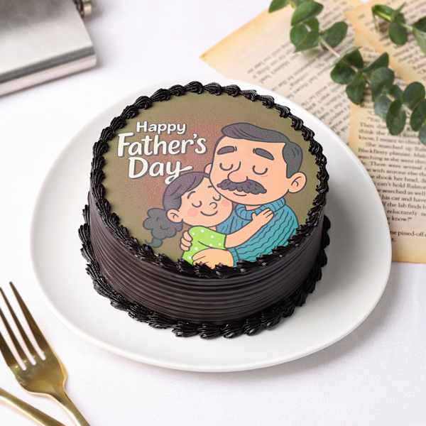 Father's Hug Chocolate Photo Cake