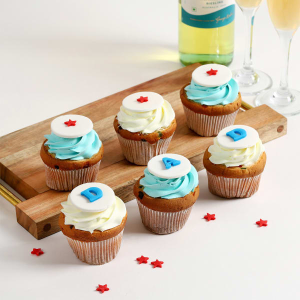 Fathers Day Star Dad Vanilla Choco Cupcakes (6 pc)