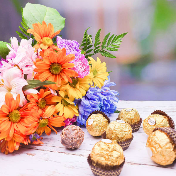 Ferrero Rochers With Assorted Flowers