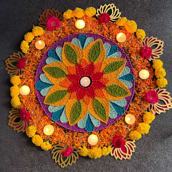 Festive Bliss Floral String Art Rangoli