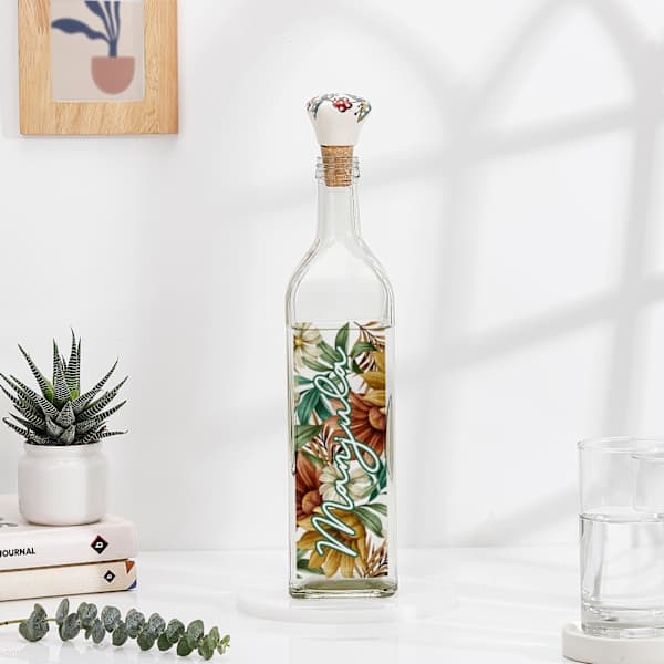 Floral Bloom Personalized Glass Water Bottle