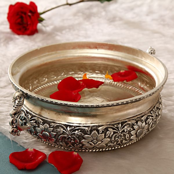 Floral Design Copper Urli  Bowl