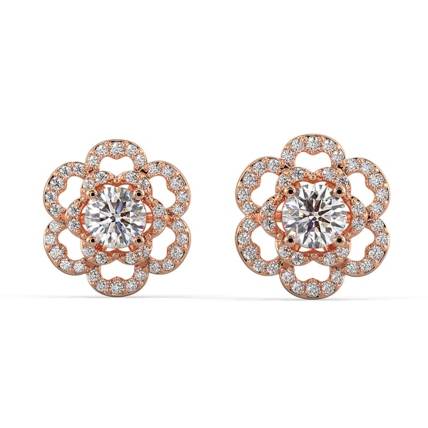 Floral Diamond Jacket Silver Earrings