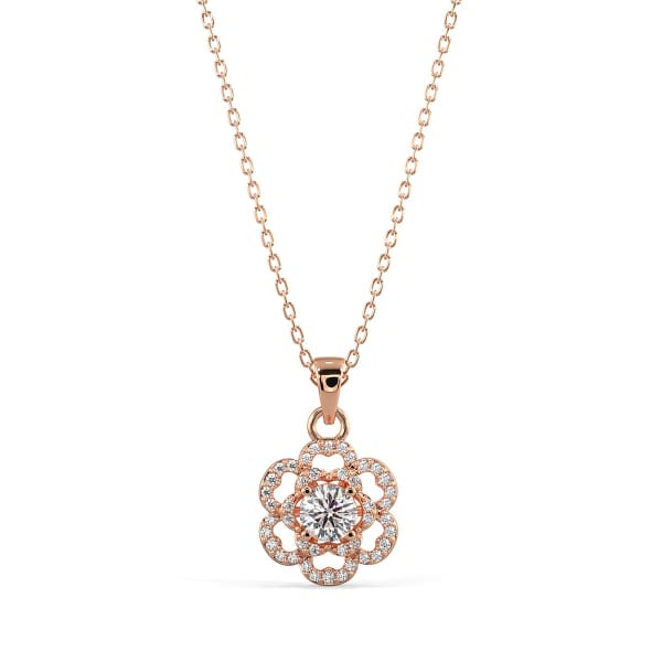 Floral Diamond Silver Pendant Necklace