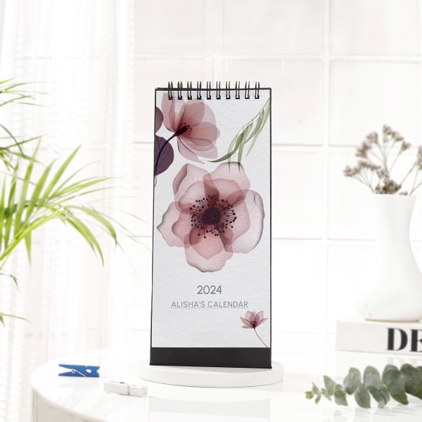Floral Elegance - Personalized 2024 Desk Calendar