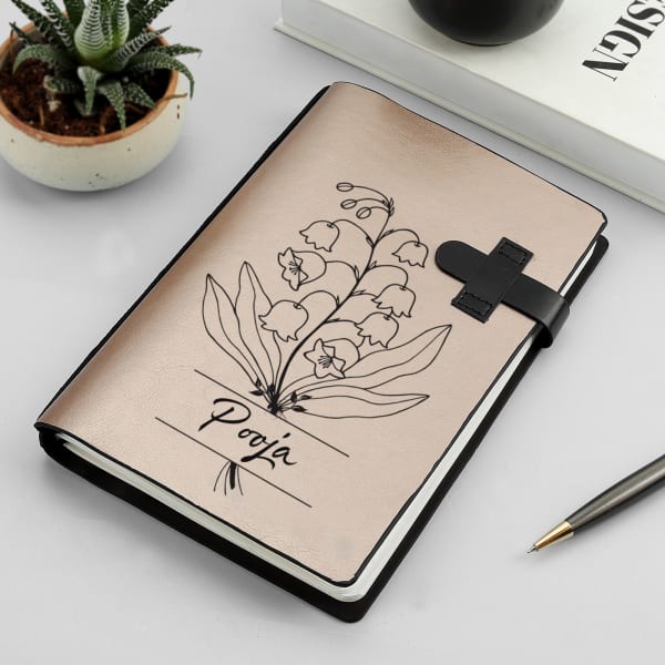 Floral Essence Personalized PU Leather Diary